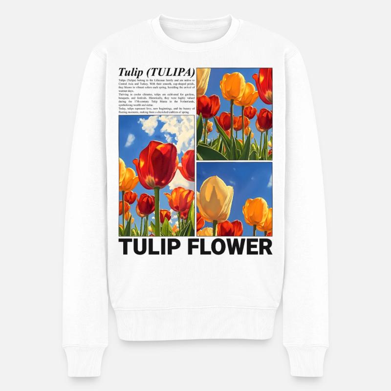 Tulipe Printemps Nature Fleur Cadeau Botanique - Pull Premium bio Homme - blanc