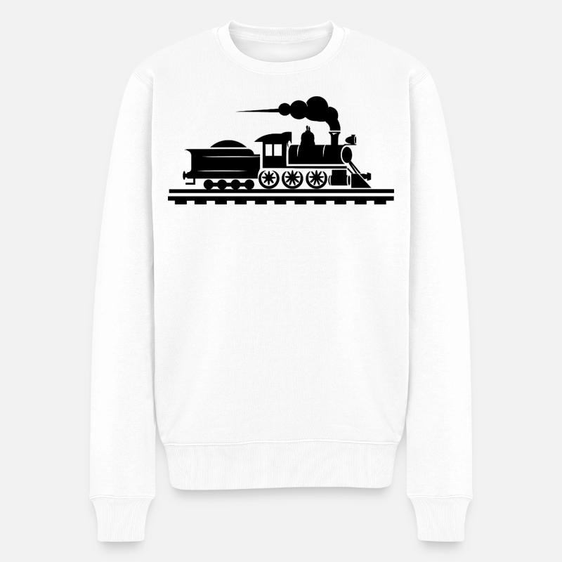 Eisenbahn Grafik - Männer Premium Bio Pullover - Weiß