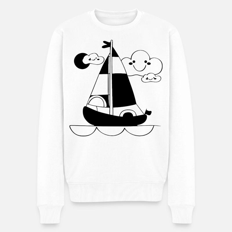 Segeln Cartoon Stil - Männer Premium Bio Pullover - Weiß