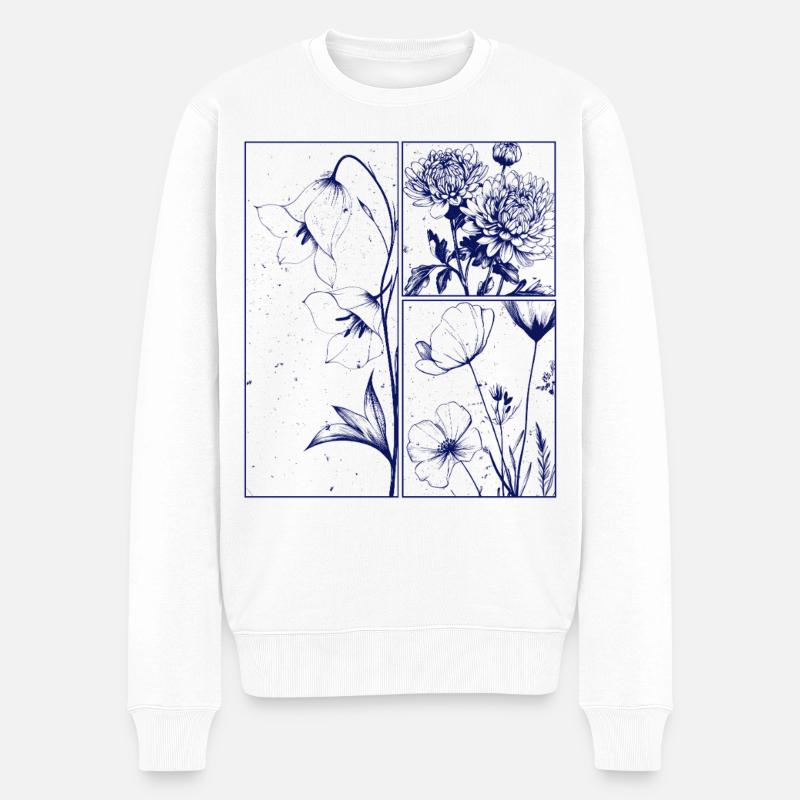 Chrysanthème floral Campanule Cadeau botanique - Pull Premium bio Homme - blanc