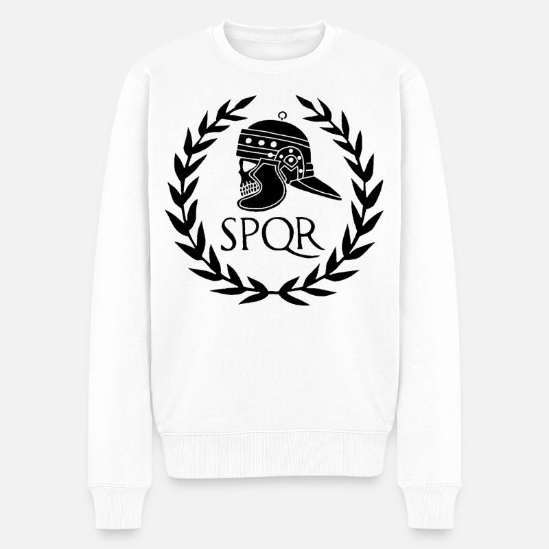 Empire romain et crâne noir - Pull Premium bio Homme - blanc