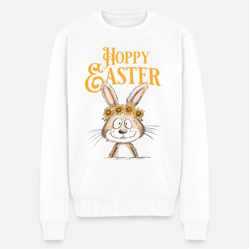 Happy Easter Osterhase - Männer Premium Bio Pullover - Weiß
