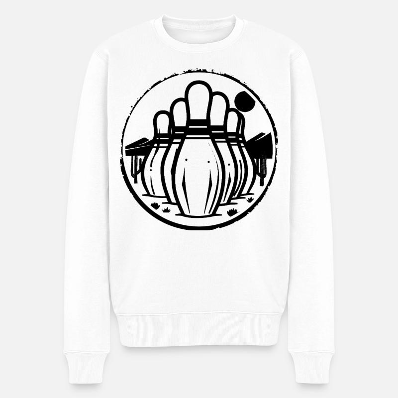 Bowling Symbol - Männer Premium Bio Pullover - Weiß
