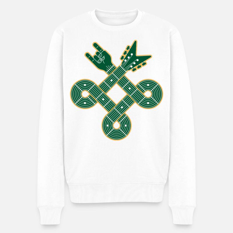 Celtic Knot Guitar - Männer Premium Bio Pullover - Weiß
