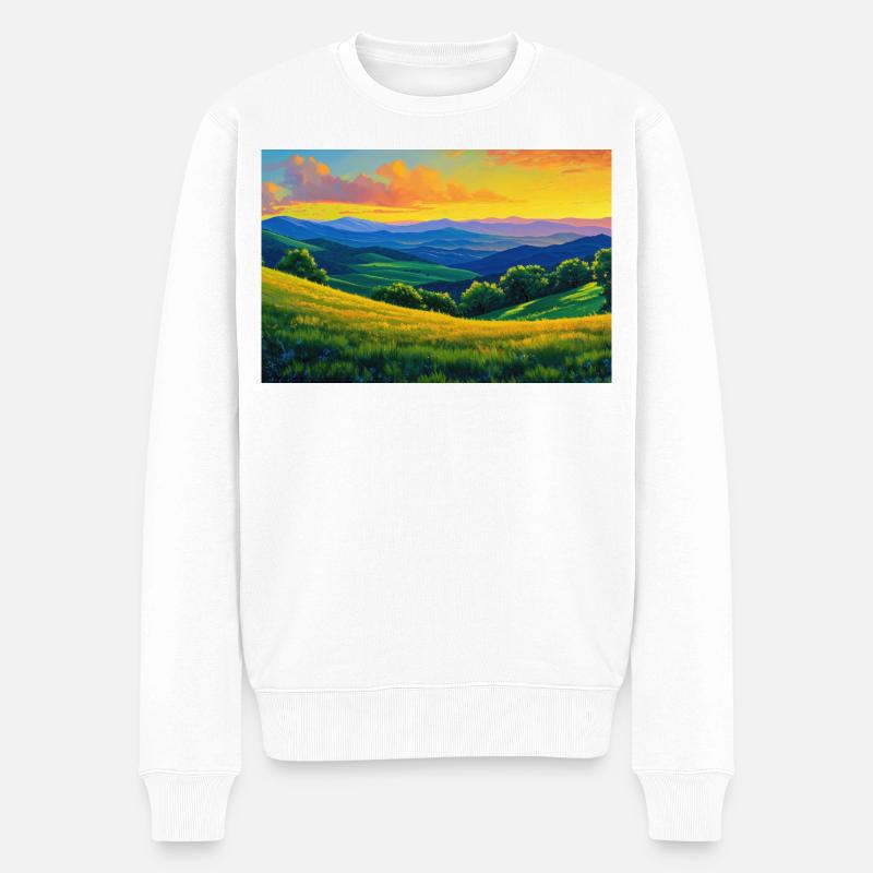 Poster Illustration Paysage de Nature - Pull Premium bio Homme - blanc