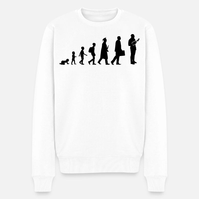 Entwicklung eines Ukulele Spielers - Männer Premium Bio Pullover - Weiß