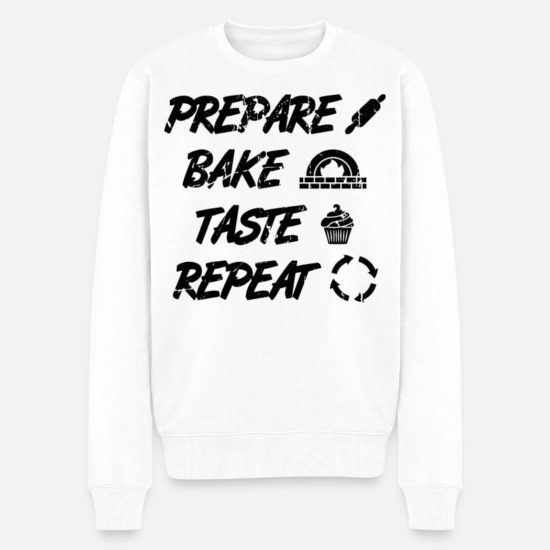 Lustiges Backen Zitat - Männer Premium Bio Pullover - Weiß