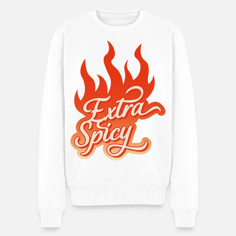 Extra Spicy – Typographie enflammée - Pull Premium bio Homme - blanc