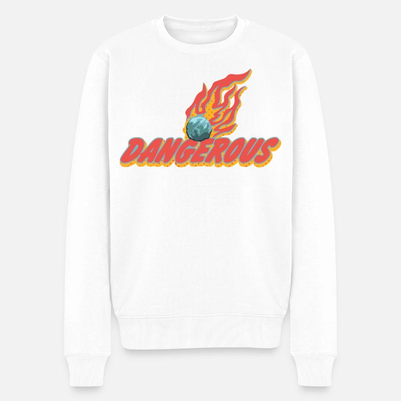 Gefährlich – Flammender Meteor Statement - Männer Premium Bio Pullover - Weiß