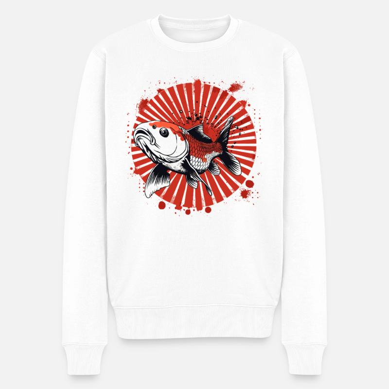 Graffiti de poisson - Pull Premium bio Homme - blanc