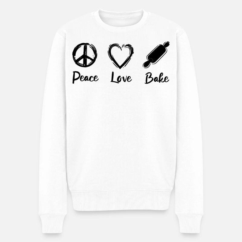 Ich liebe Backen - Männer Premium Bio Pullover - Weiß