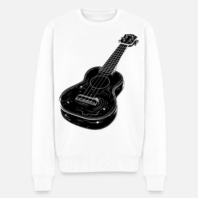 Ukulele Skizze - Männer Premium Bio Pullover - Weiß