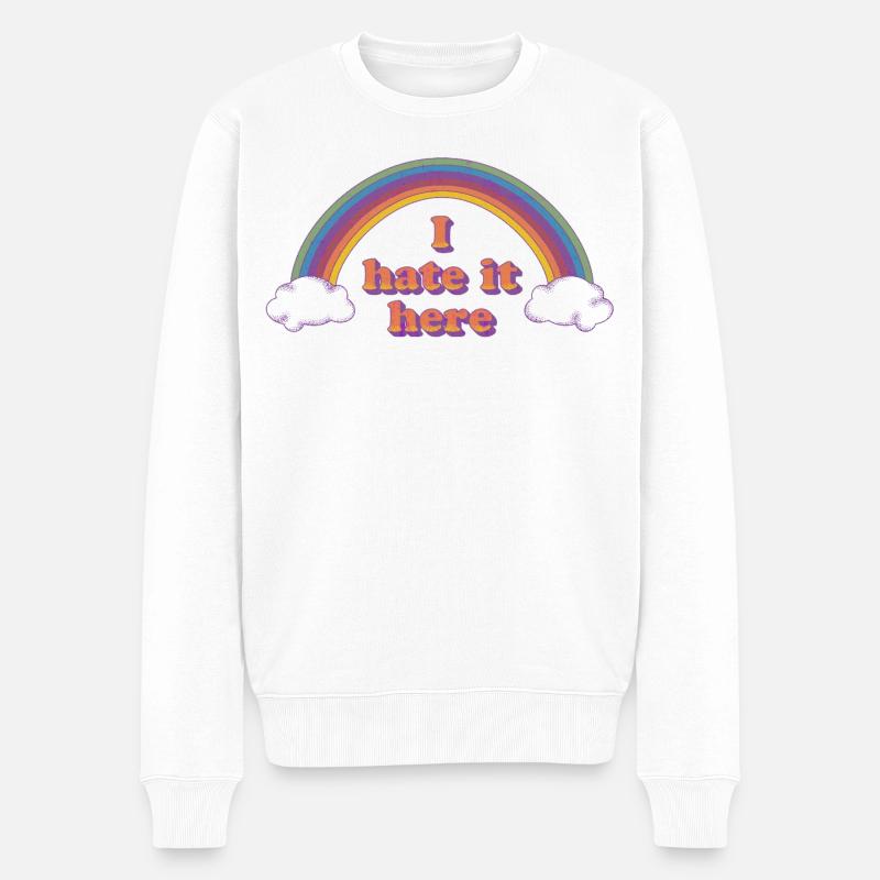 Ironischer Regenbogen-Fluch - Männer Premium Bio Pullover - Weiß