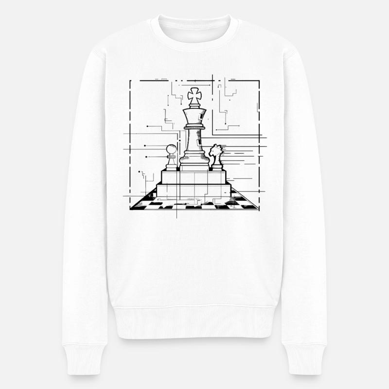 Graphiques de pièces d’échecs - Pull Premium bio Homme - blanc