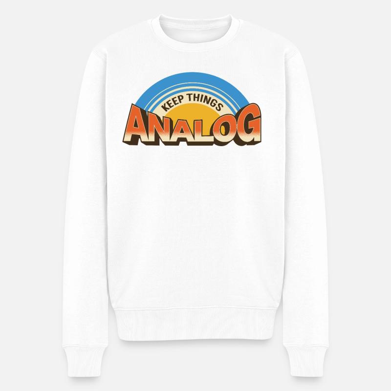 Keep Things Analog – Retro Tech-Statement - Männer Premium Bio Pullover - Weiß