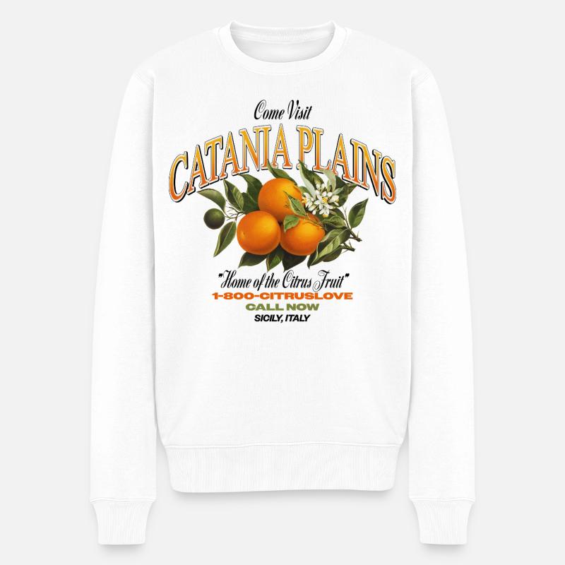 Catania Citrus Paradise Design - Männer Premium Bio Pullover - Weiß