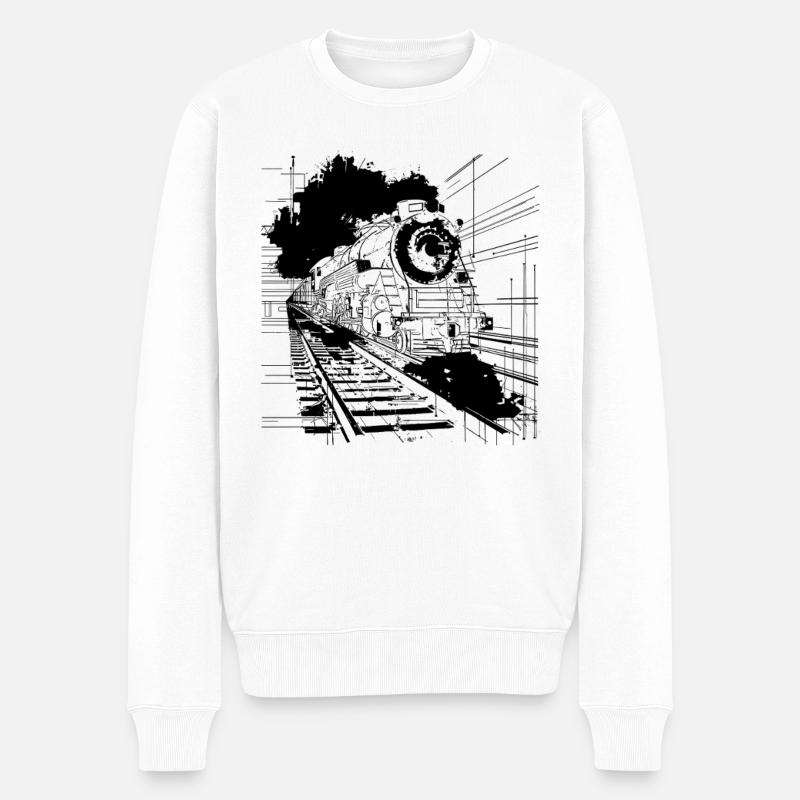 Train - Pull Premium bio Homme - blanc