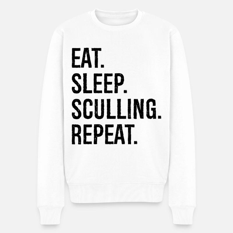 eat sleep sculling repeat - Männer Premium Bio Pullover - Weiß