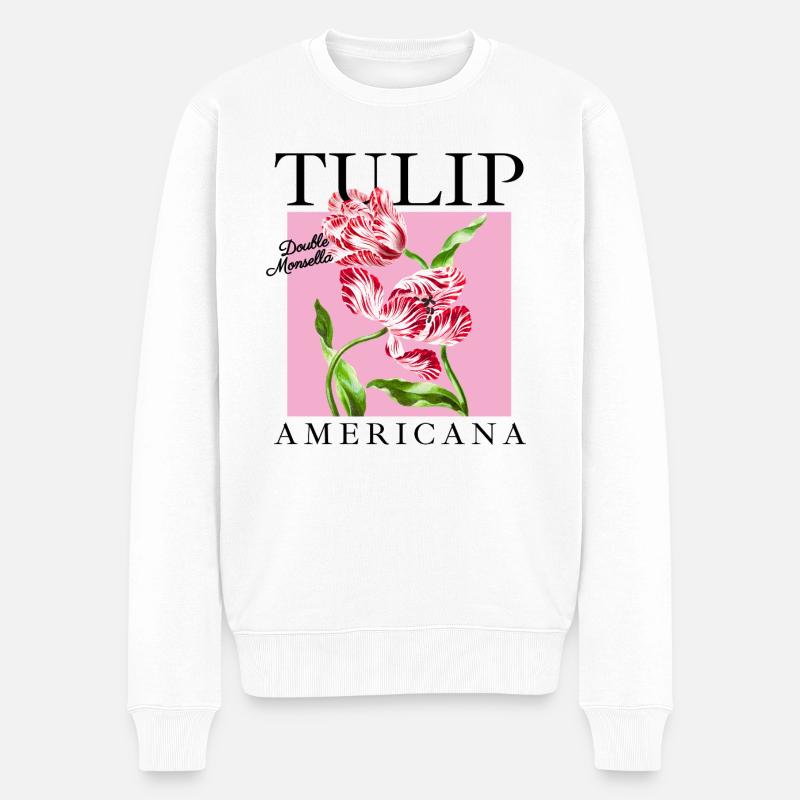 Barock-Tulpen Duo auf Rosa - Männer Premium Bio Pullover - Weiß