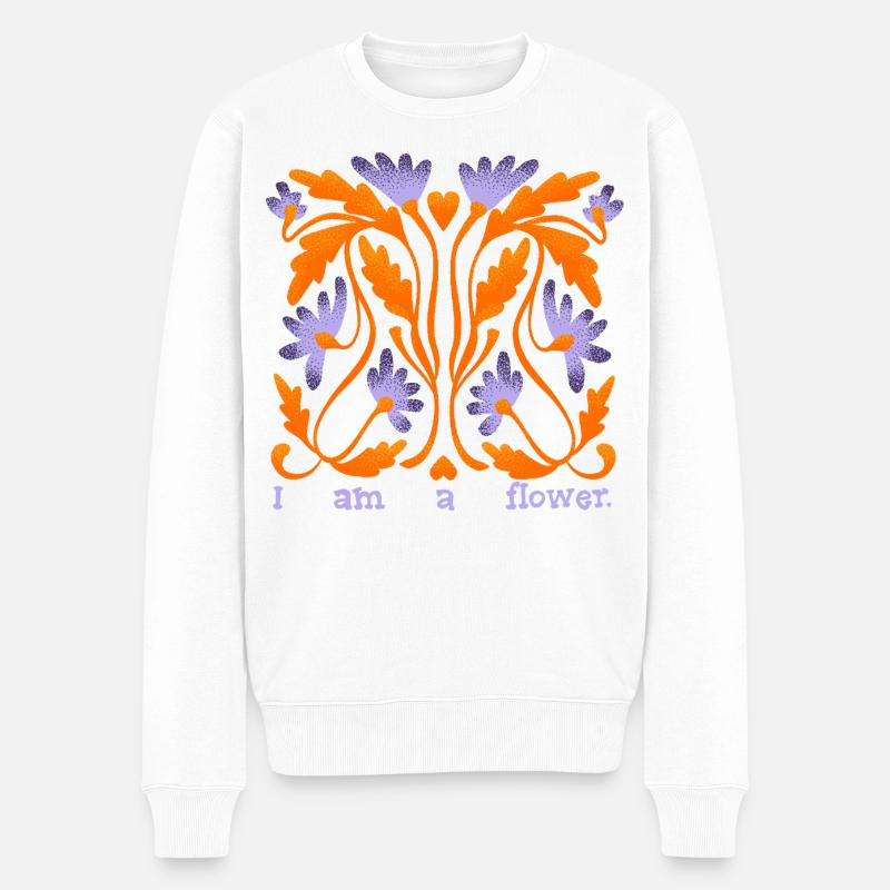 I Am a Flower - Männer Premium Bio Pullover - Weiß