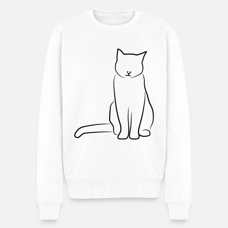 Dessin de chat - Pull Premium bio Homme - blanc