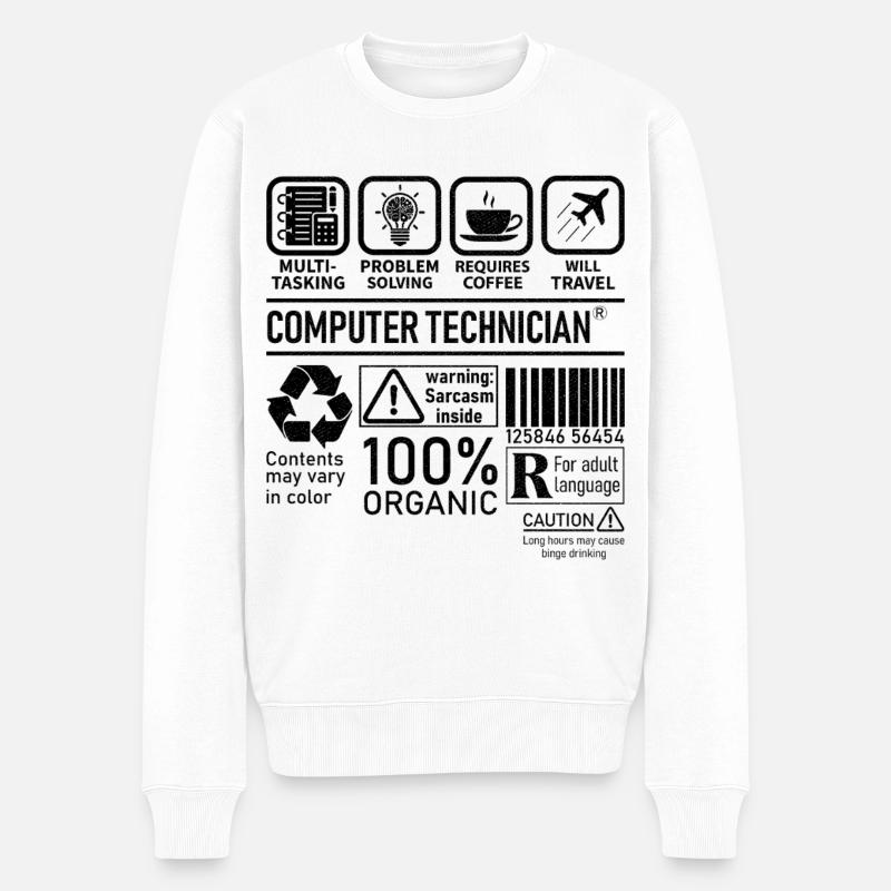 Computer Technician multi tasking problem solving - Men's Premium Organic Jumper - white