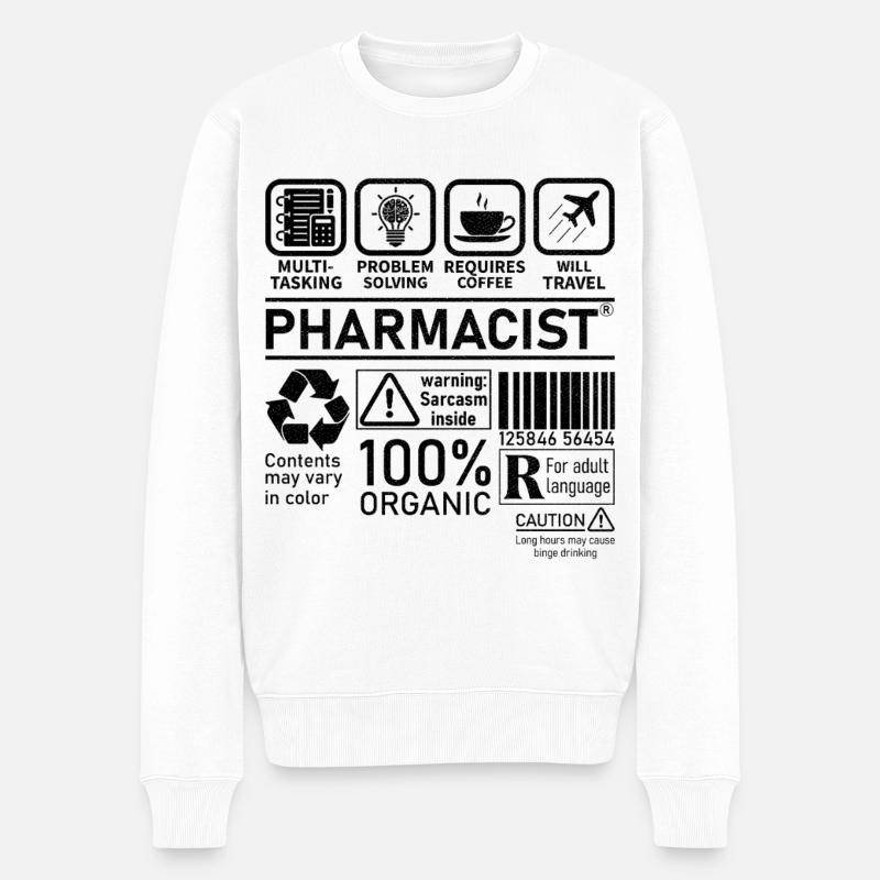 Pharmacist multi tasking problem solving - Männer Premium Bio Pullover - Weiß
