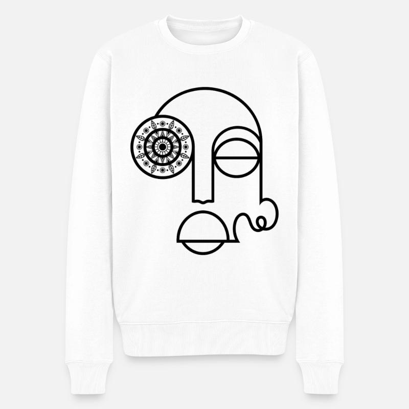 Visage abstrait / Visage abstrait moderne - Pull Premium bio Homme - blanc