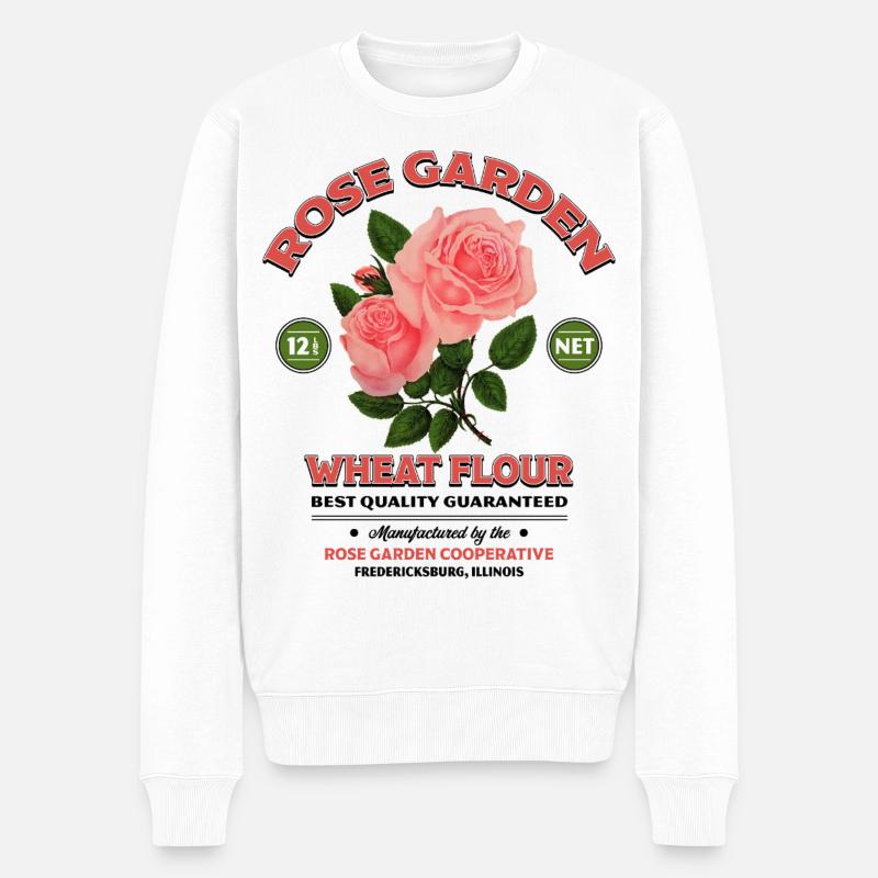Rose Garden – Vintage Flour Label - Männer Premium Bio Pullover - Weiß