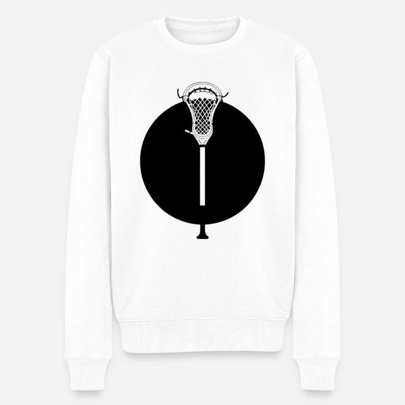 Lacrosse Schläger - Männer Premium Bio Pullover - Weiß
