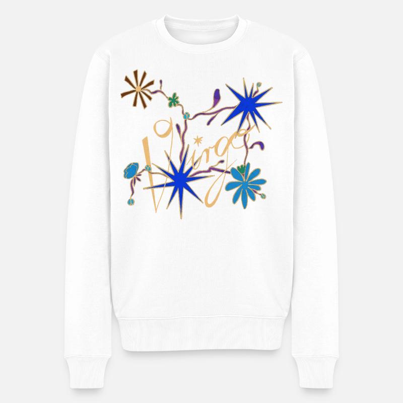 Virgo – Mystische Sternzeichen und Blumen - Männer Premium Bio Pullover - Weiß