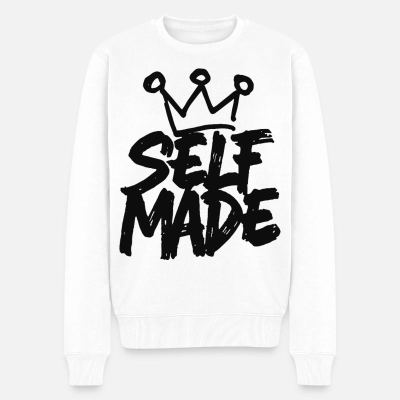Self Made - Handschriftliches Motivationsdesign - Männer Premium Bio Pullover - Weiß