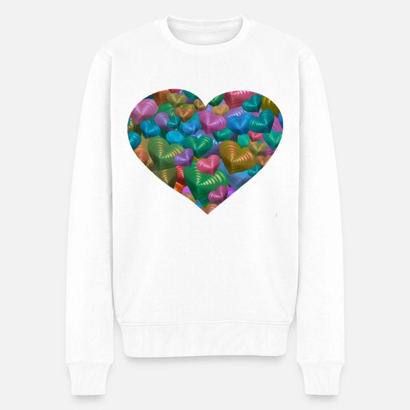 Coeurs Coeurs Saint-Valentin - Pull Premium bio Homme - blanc