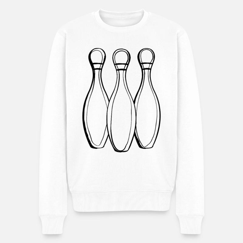 Dessin au trait de bowling - Pull Premium bio Homme - blanc