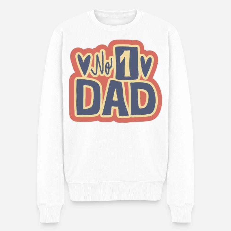 No 1 Dad Heart Design - Pull Premium bio Homme - blanc