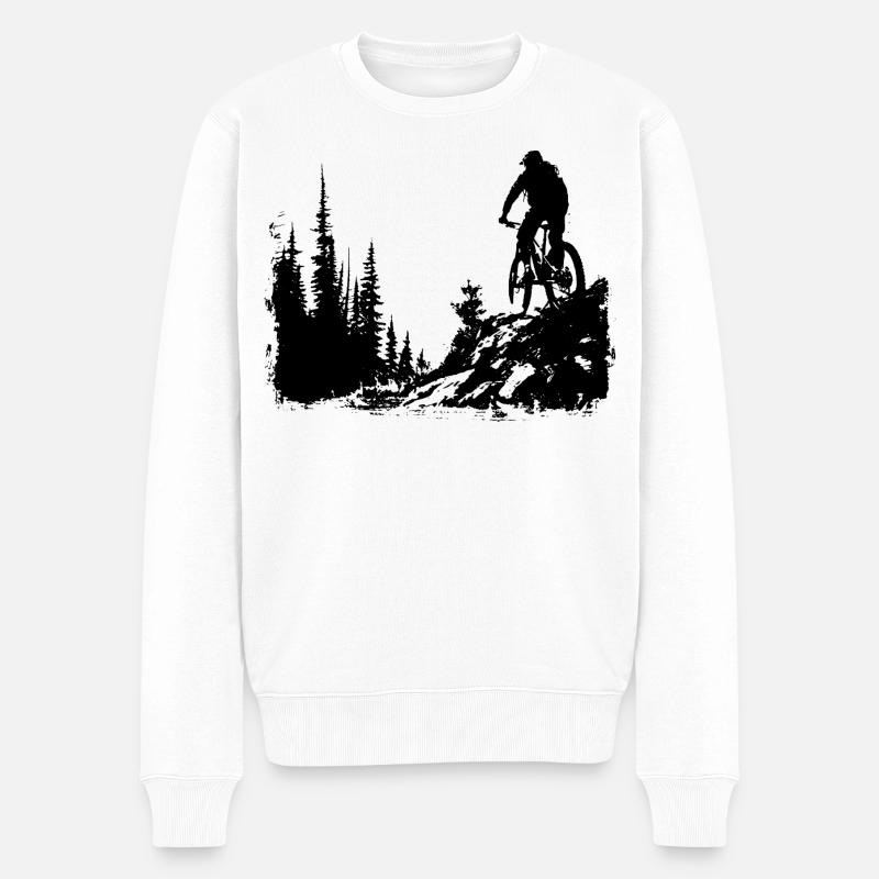 Mountainbike Radfahrer - Männer Premium Bio Pullover - Weiß