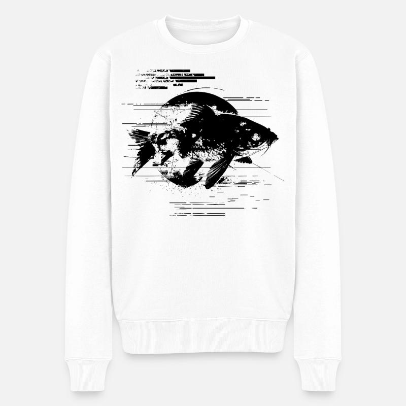 Fisch Skizze - Männer Premium Bio Pullover - Weiß
