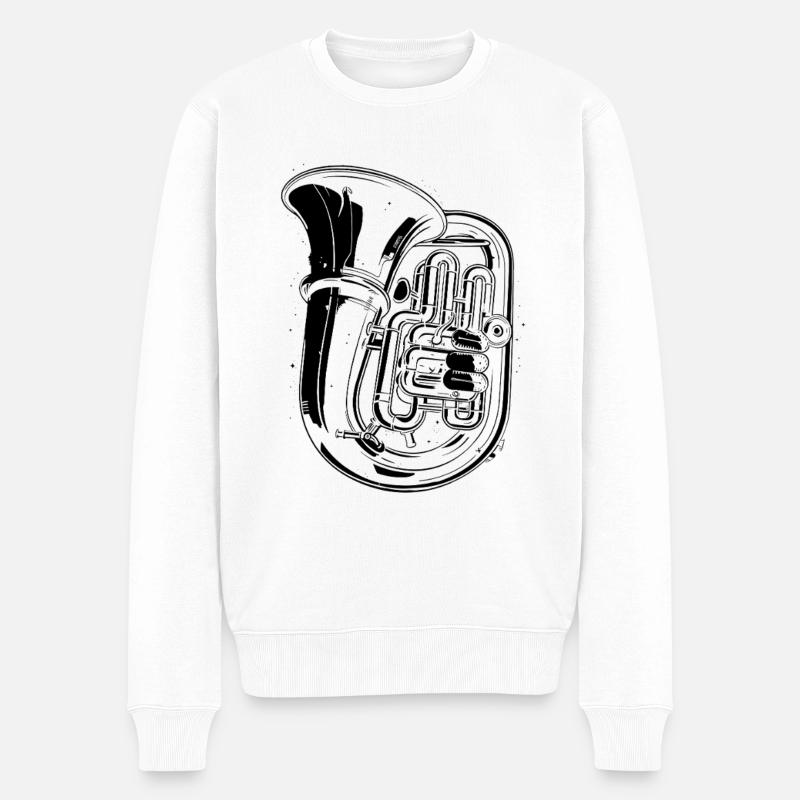 Tuba Zeichnung - Männer Premium Bio Pullover - Weiß