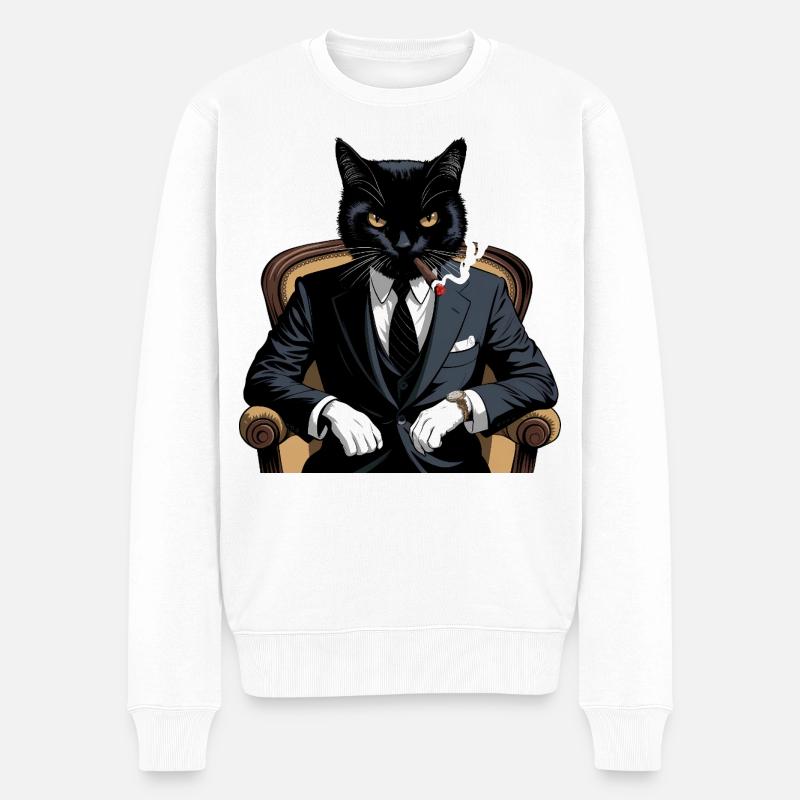 Mafia Cat - Pull Premium bio Homme - blanc