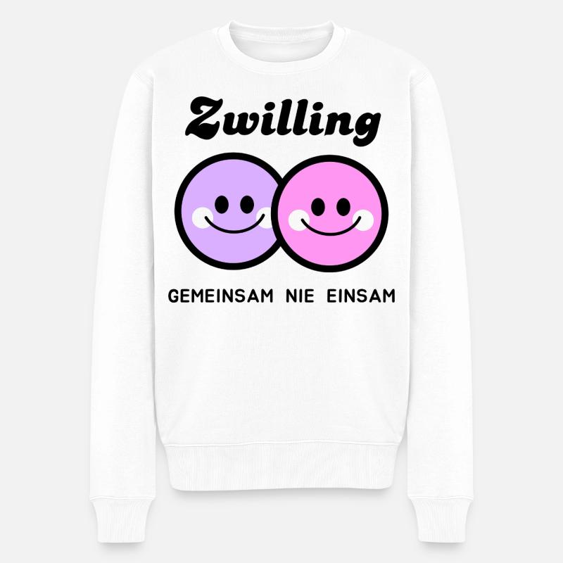 Fröhliche Zwillinge Gesichter Zusammen nie einsam - Männer Premium Bio Pullover - Weiß
