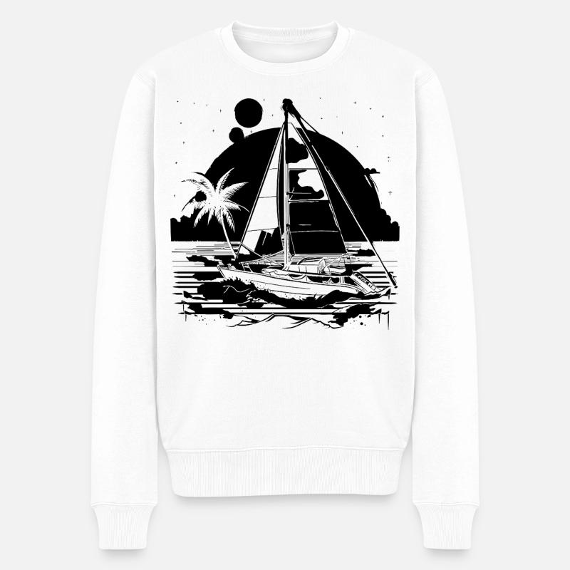 Dessin de voile - Pull Premium bio Homme - blanc