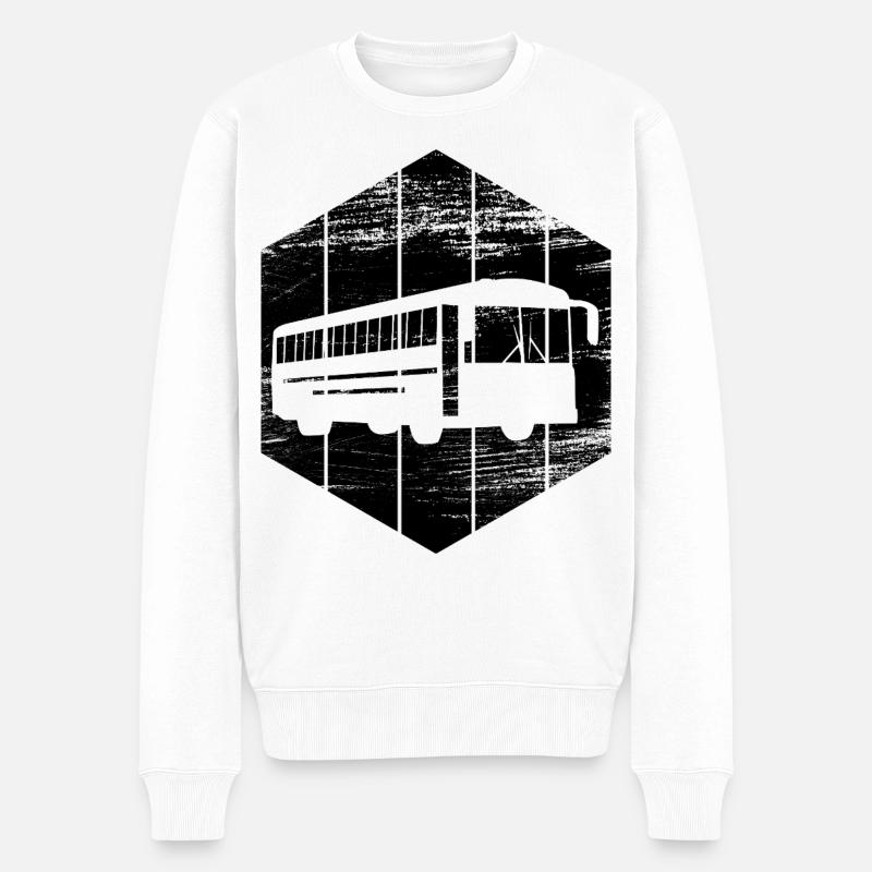 Bus - Männer Premium Bio Pullover - Weiß