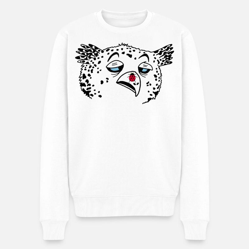 Eule und Marienkäfer - Männer Premium Bio Pullover - Weiß