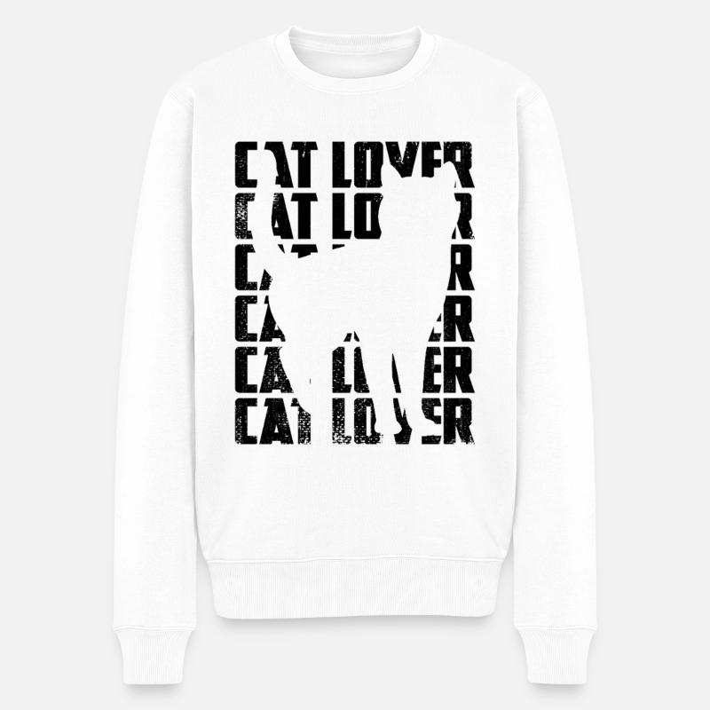 Cat Lover - Männer Premium Bio Pullover - Weiß