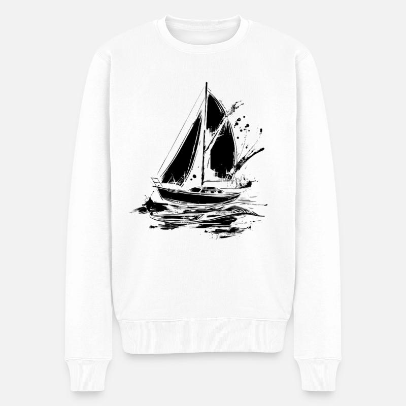 Segelboot - Männer Premium Bio Pullover - Weiß