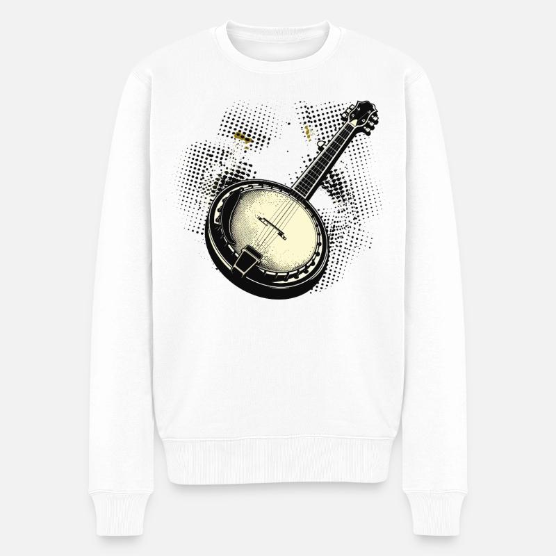 Banjo Grafik - Männer Premium Bio Pullover - Weiß
