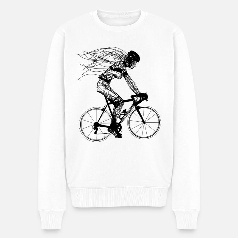 Radfahrerin Strichskizze - Männer Premium Bio Pullover - Weiß
