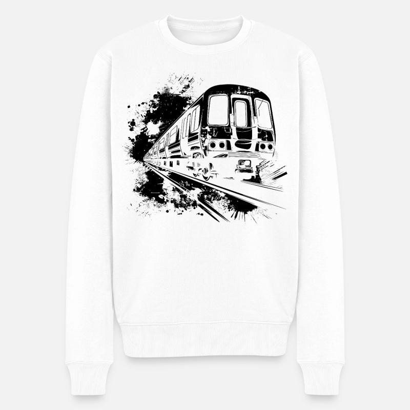 Zug Farbkleckse - Männer Premium Bio Pullover - Weiß