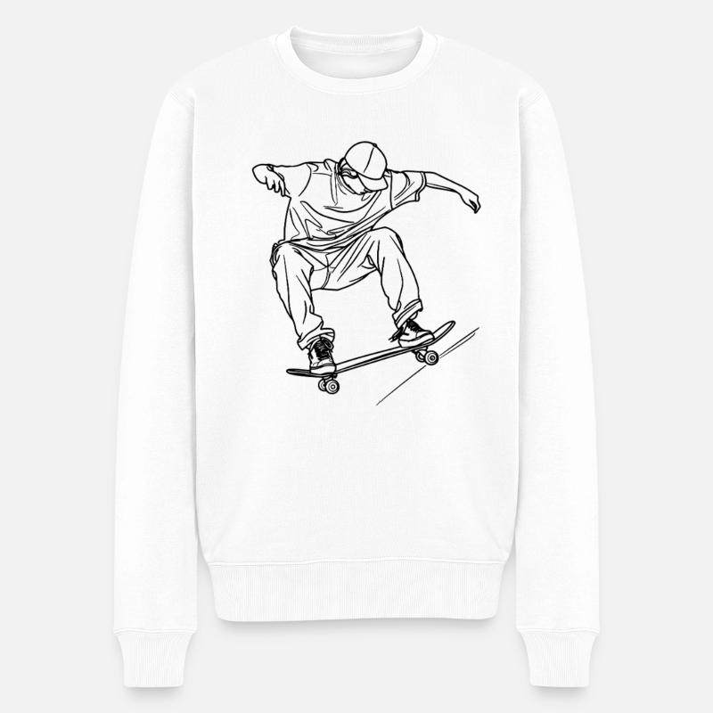 Skateboard garçon dessin - Pull Premium bio Homme - blanc
