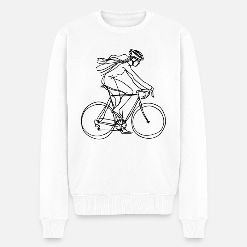 Radsport Mädchen Line Art - Männer Premium Bio Pullover - Weiß